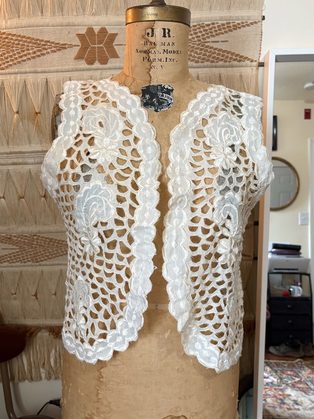 White Floral Crochet Lace Vest
